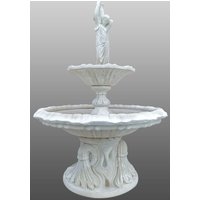 Casa Padrino Barock Springbrunnen Mädchen mit Krug à 145 x H. 215 cm - 2-Stufiger Gartenbrunnen