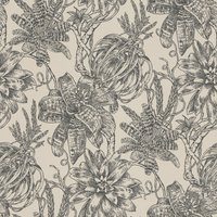 Casa Padrino Luxus Papiertapete Matt Beige / Anthrazit - 10,05 x 0,53 m - Tapete mit Blumen Design