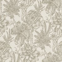 Casa Padrino Luxus Papiertapete Matt Creme / Silber - 10,05 x 0,53 m - Tapete mit Blumen Design