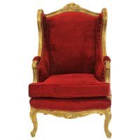 Casa Padrino Barock Lounge Thron Sessel Bordeaux Rot / Gold - Antik Stil Ohrensessel