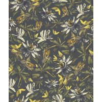 Casa Padrino Luxus Papiertapete Pflanzen Grau / Mehrfarbig - 10,05 x 0,53 m - Tapete Mustertapete Botanisch Blumen