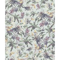 Casa Padrino Luxus Papiertapete Pflanzen Hellblau / Mehrfarbig - 10,05 x 0,53 m - Tapete Mustertapete Botanisch Blumen