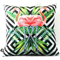 Casa Padrino Luxus Deko Kissen Florida Flamingos Mehrfarbig 45 x 45 cm - Feinster Samtstoff - Dekoratives Wohnzimmer Kissen