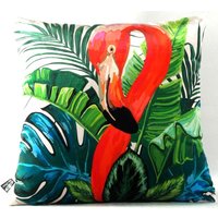 Casa Padrino Wohnzimmer Kissen New Orleans Flamingo Mehrfarbig 45 x 45 cm - Feinster Samtstoff - Luxus Deko Accessoires