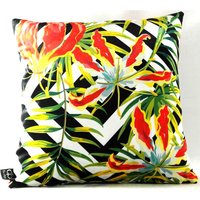 Casa Padrino Luxus Deko Kissen Detroit Plants Mehrfarbig 45 x 45 cm - Feinster Samtstoff - Wohnzimmer Kissen