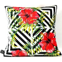 Casa Padrino Luxus Deko Kissen Pittsburgh Flowers Mehrfarbig 45 x 45 cm - Feinster Samtstoff - Wohnzimmer Kissen