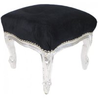 Casa Padrino Barock FuØhocker Schwarz / Silber - Hocker Möbel