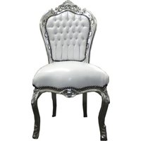 Casa Padrino Barock Esszimmer Stuhl Weià / Silber - Möbel