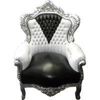 Casa Padrino Barock Sessel King Schwarz/WeiØ Lederoptik Bling Bling
