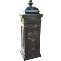 Casa Padrino Jugendstil Standbriefkasten Grün - Aluminium Briefkasten - Postkasten - Säulenbriefkasten