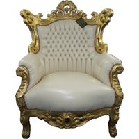 Casa Padrino Barock Sessel Al Capone Creme/Gold - Möbel Antik Stil