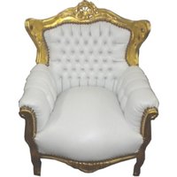 Casa Padrino Barock Kinder Sessel Weià / Gold - Barock Kinder Möbel