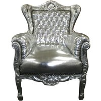 Barock Kinder Sessel Silber/Silber - Tron