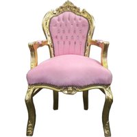 Casa Padrino Barock Esszimmer Stuhl Rosa / Gold mit Bling Bling Glitzersteinen