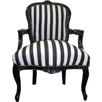 Casa Padrino Barock Salon Stuhl Schwarz / Weià Streifen / Schwarz - Möbel gestreift