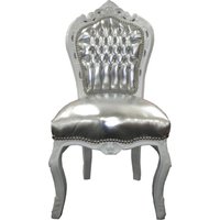 Casa Padrino Barock Esszimmer Stuhl Silber Lederoptik / WeiØ