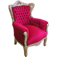 Casa Padrino Barock Kinder Sessel Pink/Silber - Tron
