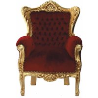 Casa Padrino Barock Kinder Sessel Bordeauxrot / Gold - Barock Kinder Möbel