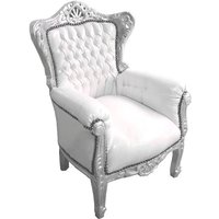 Barock Kinder Sessel WeiÃ/Silber - Thron