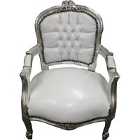 Barock Kinder Stuhl WeiÃ/Silber - Armlehnstuhl