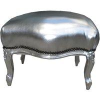 Barock Sitzhocker Silber / Silber Medium