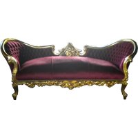 Casa Padrino Barock Lounge Sofa Vampire Bordeaux / Gold
