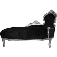 Casa Padrino Barock Chaiselongue "King" Schwarz/Silber- Antik Möbel