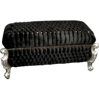 Casa Padrino Barock Sitzbank (Truhe) Schwarz/Silber mit Bling Bling Steinen