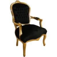Casa Padrino Barock Salon Stuhl Schwarz / Gold - Antik Stil Möbel
