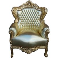 Barock Sessel "King" Gold/Gold Lederoptik