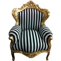 Barock Sessel "King" Schwarz/Weià Streifen / Gold