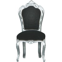 Casa Padrino Barock Esszimmer Stuhl Schwarz / Silber - Möbel Interior