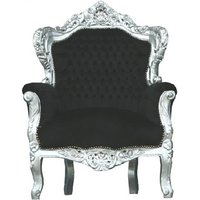 Casa Padrino Barock Sessel "King" Schwarz/Silber