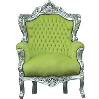 Barock Sessel King Jadegrün/ Silber