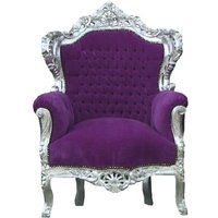 Casa Padrino Barock Sessel "King" Lila/Silber