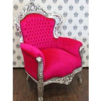 Casa Padrino Barock Sessel "King" Pink/Silber