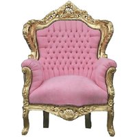Casa Padrino Barock Sessel "King" Rosa/Gold - Möbel Antik Stil