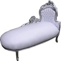 Barock Chaiselongue "King" WeiØ/Silber Lederoptik