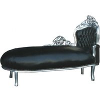 Barock Chaiselounge King Schwarz Lederoptik / Silber