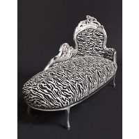 Barock Chaiselongue "King" Zebra/Silber