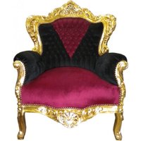 Barock Sessel King Schwarz/Rot/Gold