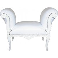 Casa Padrino Barock Schemel Hocker Weià Lederoptik / Weià - Sitzbank