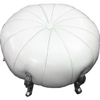 GroÃer Barock Rundhocker Ball Hocker Weià Lederoptik / Silber