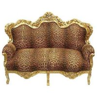 Casa Padrino Barock Sofa Garnitur Master Leopard / Gold - Barock Möbel
