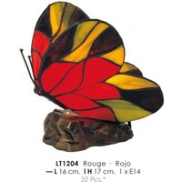 Casa Padrino Tiffany Tischleuchte Schmetterling Rot à 16 x H. 17 cm - Tiffany Deko Leuchte