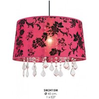 Barock Design Hängeleuchte, Pendelleuchte mit Kristall-Deco SM3415M Rot Lampe Leuchte