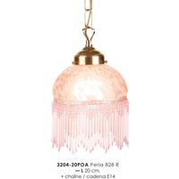 Hängeleuchte im Landhausstil mit Glasfransen 3204 - 20POA - 828R Rosa Leuchte Lampe