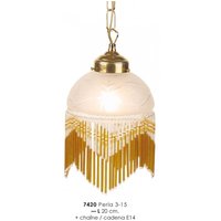 Hängeleuchte im Landhausstil mit Glasfransen 7420 3 - 15 Creme Leuchte Lampe