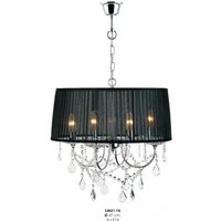 Casa Padrino Barock Kristall Pendelleuchte Schwarz à 47 cm - Barockstil Hängeleuchte