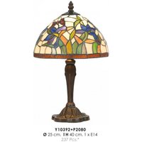 Casa Padrino Tiffany Tischleuchte à 25 x H. 40 cm - Handgefertigte Tiffany Hockerleuchte